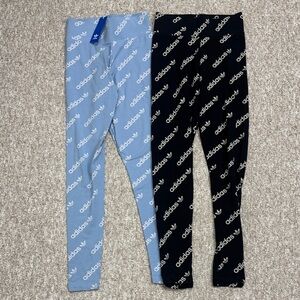 adidas Logo-Print Leggings Duo - Light Blue & Black $30 for 2